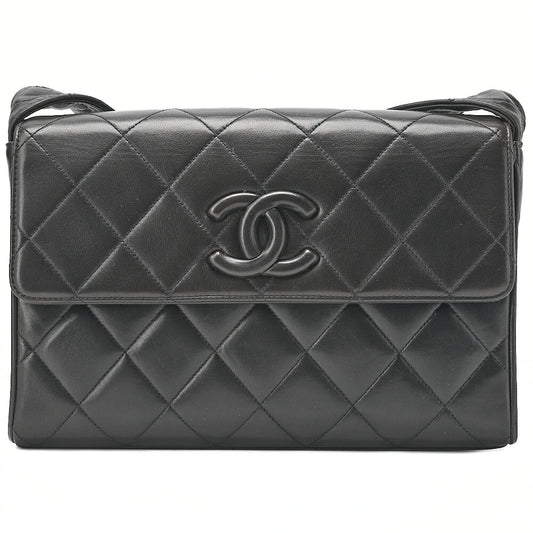 CHANEL Matelasse Coco Mark Single One Shoulder Bag Lambskin Black Gold-Tone Hardware, Pre-Owned
