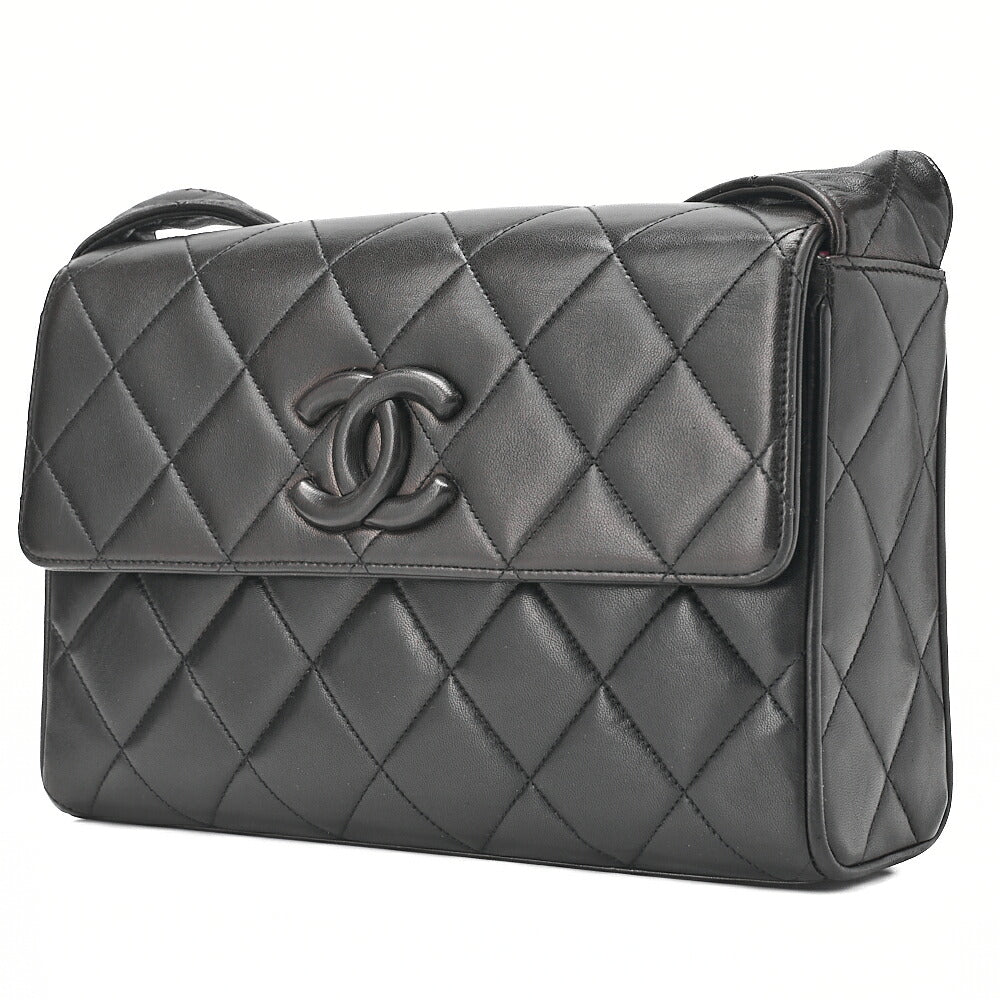 CHANEL Matelasse Coco Mark Single One Shoulder Bag Lambskin Black Gold-Tone Hardware, Pre-Owned