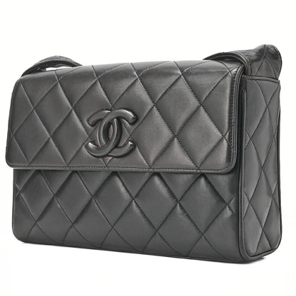 CHANEL Matelasse Coco Mark Single One Shoulder Bag Lambskin Black Gold-Tone Hardware, Pre-Owned