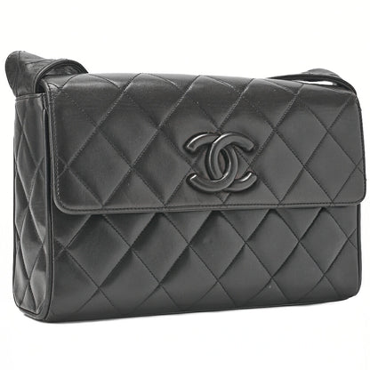 CHANEL Matelasse Coco Mark Single One Shoulder Bag Lambskin Black Gold-Tone Hardware, Pre-Owned