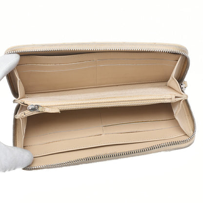 CHANEL Matelasse Round Long Wallet Caviar Skin Beige Silver-Tone Hardware, Pre-Owned