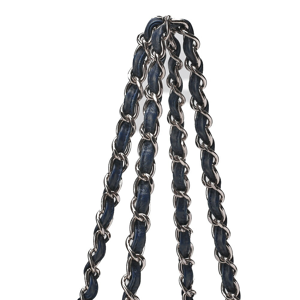 CHANEL Ultra Stitch Coco Mark 2way Handbag Vintage Calf Navy Silver-Tone Hardware, Pre-Owned