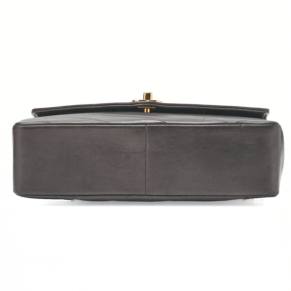 CHANEL Lambskin V-Stitch Single Flap 25cm Chain Shoulder Brown Gold-Tone Hardware, Pre-Owned