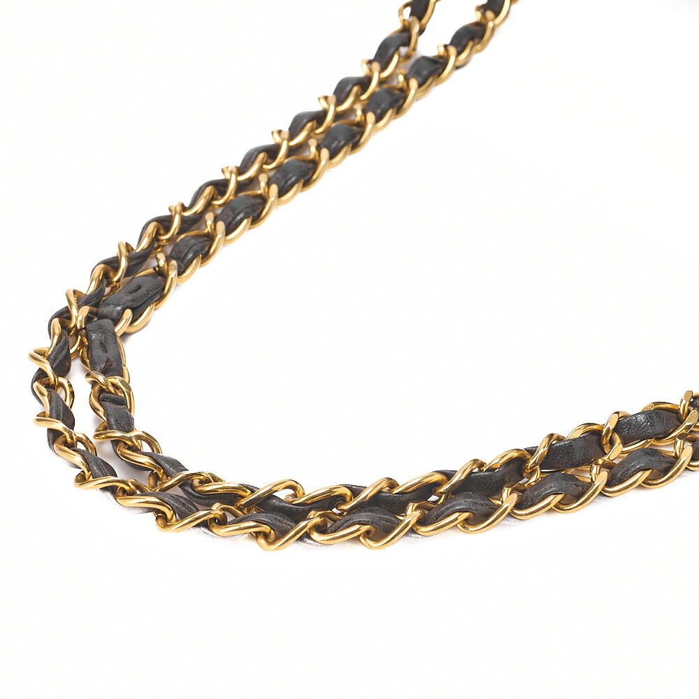 CHANEL Lambskin V-Stitch Single Flap 25cm Chain Shoulder Brown Gold-Tone Hardware, Pre-Owned