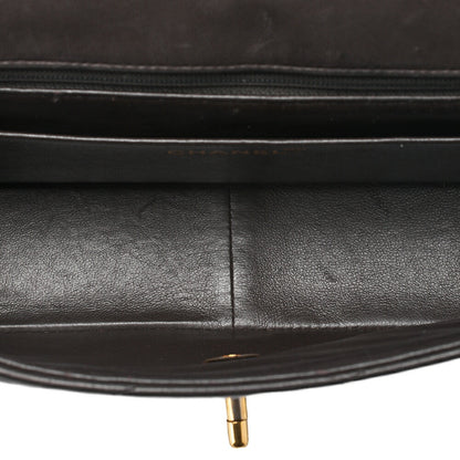 CHANEL Lambskin V-Stitch Single Flap 25cm Chain Shoulder Brown Gold-Tone Hardware, Pre-Owned