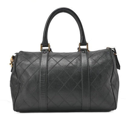 CHANEL Matelasse Bicolore 2WAY Shoulder Boston Lambskin Black Gold-Tone Hardware, Pre-Owned