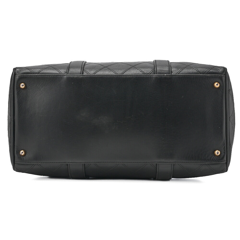 CHANEL Matelasse Bicolore 2WAY Shoulder Boston Lambskin Black Gold-Tone Hardware, Pre-Owned