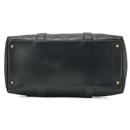 CHANEL Matelasse Bicolore 2WAY Shoulder Boston Lambskin Black Gold-Tone Hardware, Pre-Owned