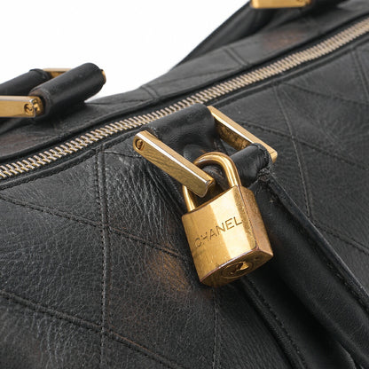 CHANEL Matelasse Bicolore 2WAY Shoulder Boston Lambskin Black Gold-Tone Hardware, Pre-Owned
