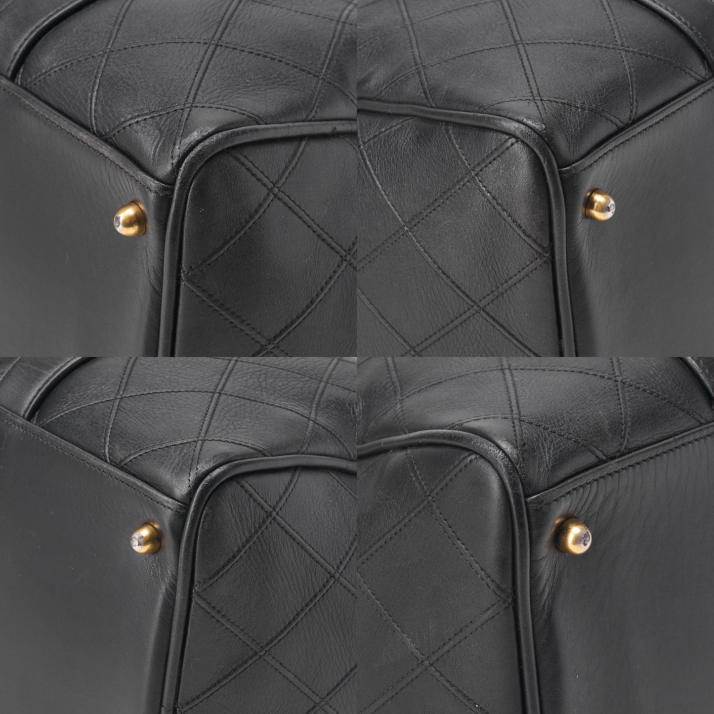 CHANEL Matelasse Bicolore 2WAY Shoulder Boston Lambskin Black Gold-Tone Hardware, Pre-Owned