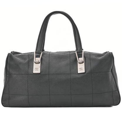 CHANEL Handbag Chocolate Bar Coco Mark Lambskin Black Silver-Tone Hardware, Pre-Owned