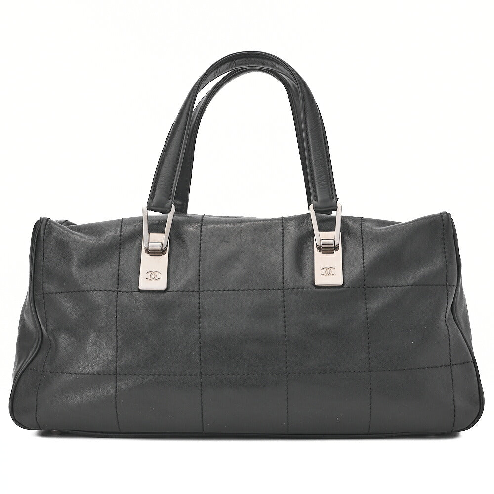 CHANEL Handbag Chocolate Bar Coco Mark Lambskin Black Silver-Tone Hardware, Pre-Owned