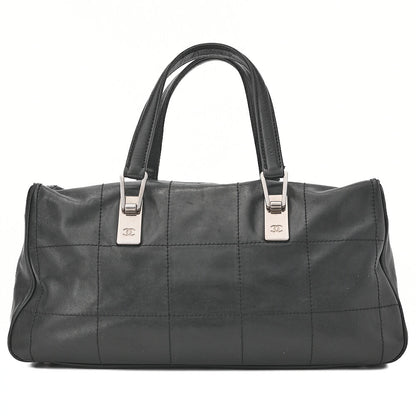 CHANEL Handbag Chocolate Bar Coco Mark Lambskin Black Silver-Tone Hardware, Pre-Owned