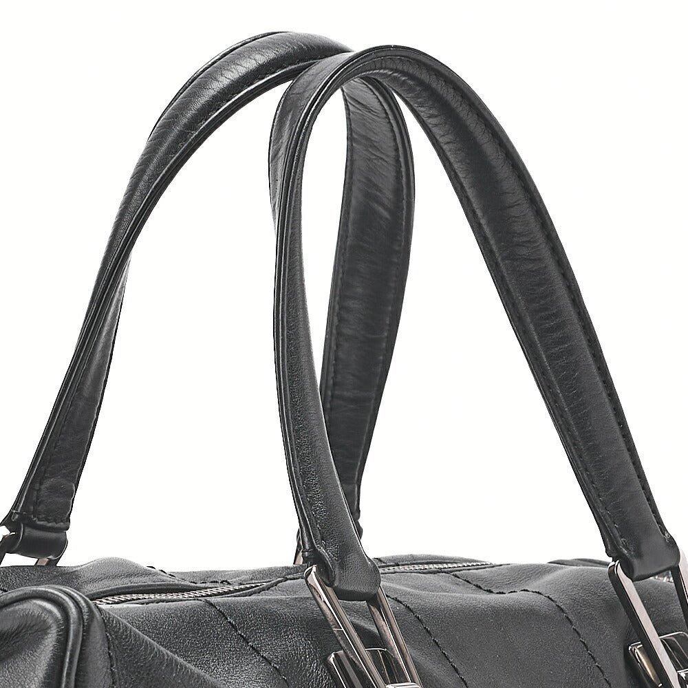 CHANEL Handbag Chocolate Bar Coco Mark Lambskin Black Silver-Tone Hardware, Pre-Owned
