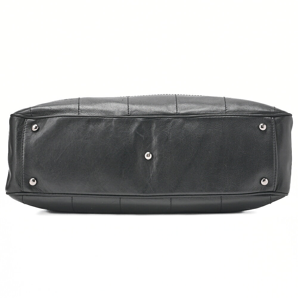 CHANEL Handbag Chocolate Bar Coco Mark Lambskin Black Silver-Tone Hardware, Pre-Owned