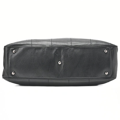 CHANEL Handbag Chocolate Bar Coco Mark Lambskin Black Silver-Tone Hardware, Pre-Owned