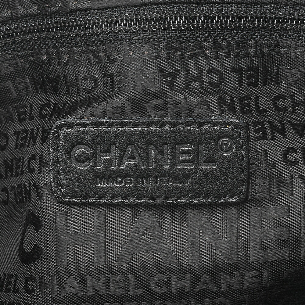 CHANEL Handbag Chocolate Bar Coco Mark Lambskin Black Silver-Tone Hardware, Pre-Owned