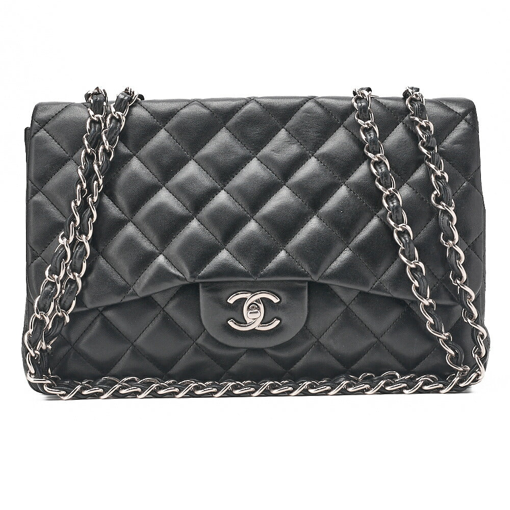 CHANEL Deca Matelasse30 Turnlock Chain Shoulder Bag Lambskin Black Silver-Tone Hardware, Pre-Owned