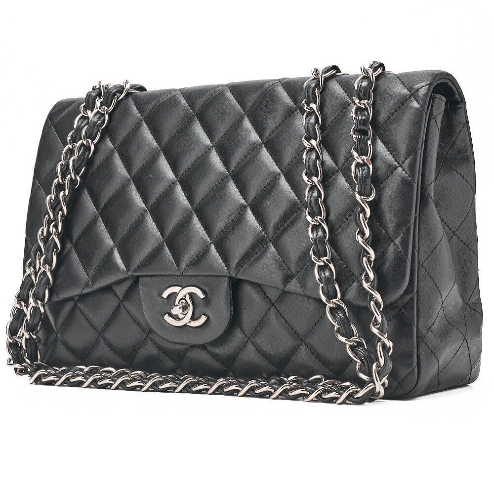 CHANEL Deca Matelasse30 Turnlock Chain Shoulder Bag Lambskin Black Silver-Tone Hardware, Pre-Owned
