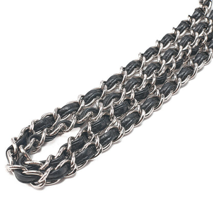 CHANEL Deca Matelasse30 Turnlock Chain Shoulder Bag Lambskin Black Silver-Tone Hardware, Pre-Owned