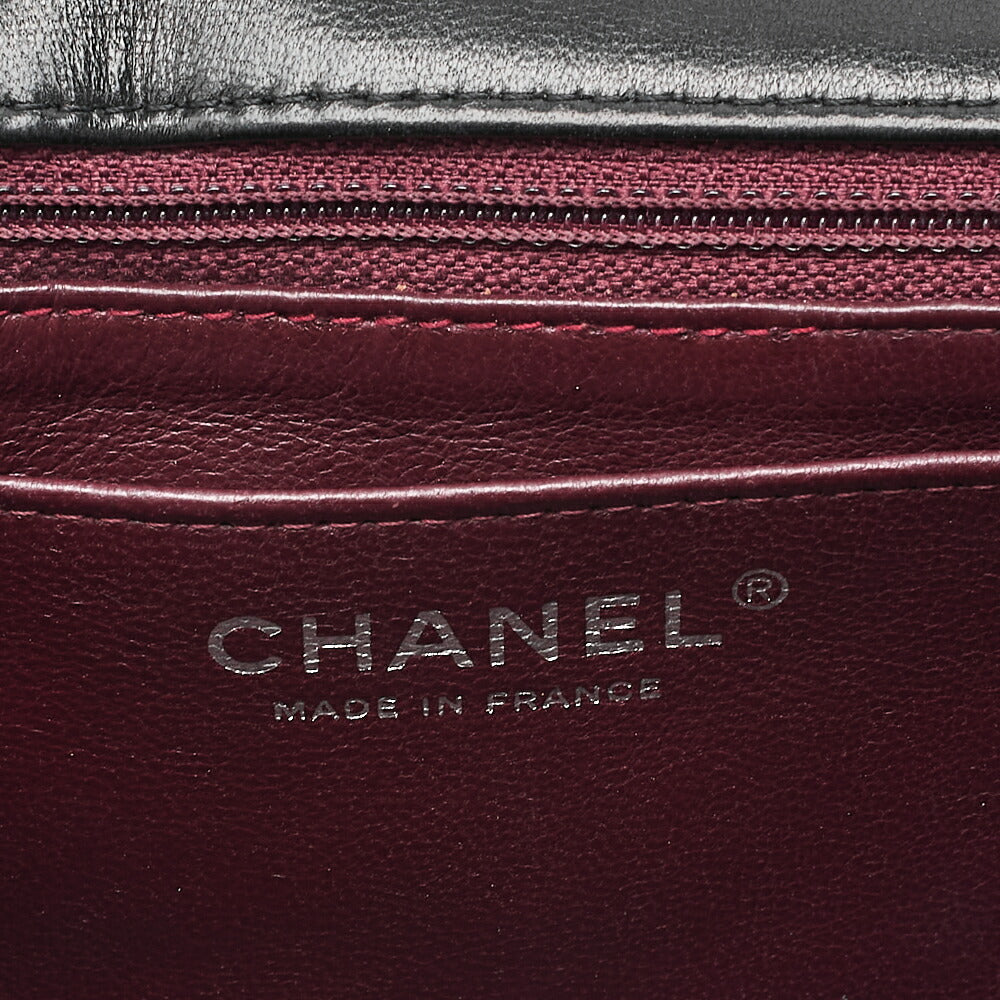 CHANEL Deca Matelasse30 Turnlock Chain Shoulder Bag Lambskin Black Silver-Tone Hardware, Pre-Owned