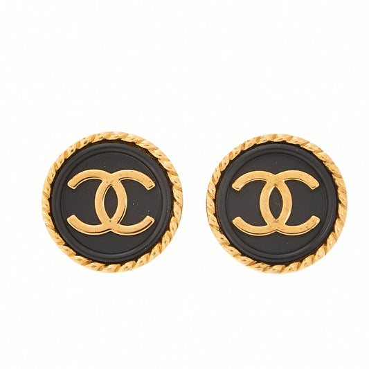 CHANEL Chanel Earrings Cocomark GP x Plastic 96P Gold Gold Plated-Tone Hardware, Pre-Owned