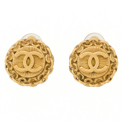 CHANEL Coco Mark Earrings 95P GP Gold Gold Plated-Tone Hardware, Pre-Owned