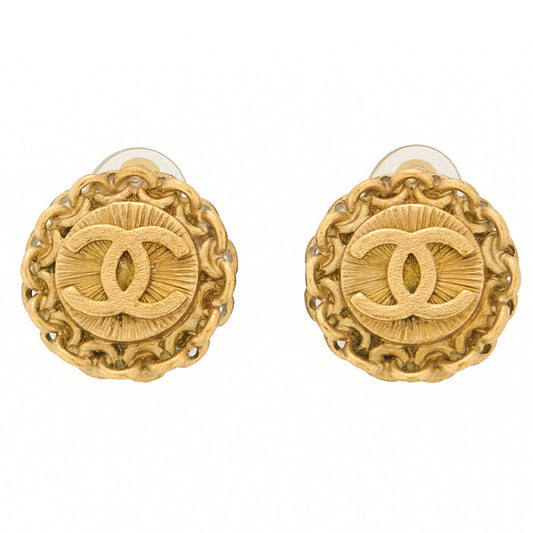 CHANEL Coco Mark Earrings 95P GP Gold Gold Plated-Tone Hardware, Pre-Owned