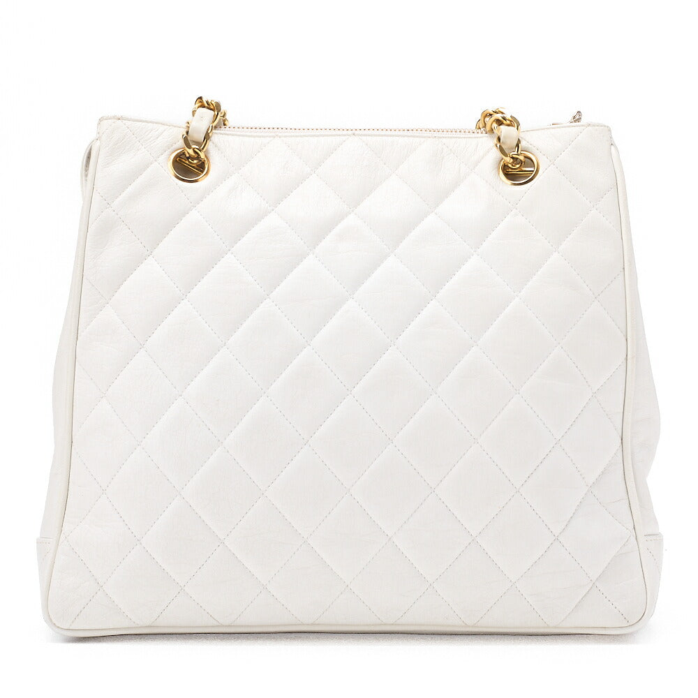 CHANEL Coco Mark Circle Coco Charm Chain Shoulder Bag Lambskin White Gold-Tone Hardware, Pre-Owned