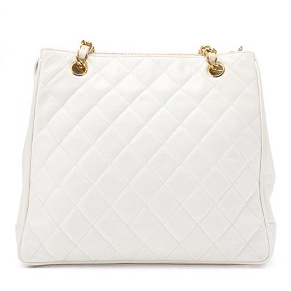 CHANEL Coco Mark Circle Coco Charm Chain Shoulder Bag Lambskin White Gold-Tone Hardware, Pre-Owned