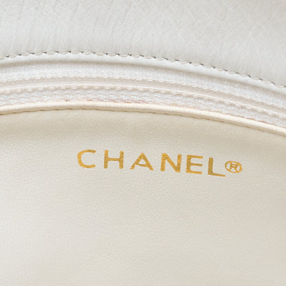 CHANEL Coco Mark Circle Coco Charm Chain Shoulder Bag Lambskin White Gold-Tone Hardware, Pre-Owned