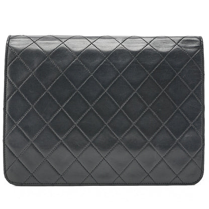 シャネル マトラッセ プッシュロック 22cm チェーンショルダー ラムスキン 黒 ゴールド金具 中古