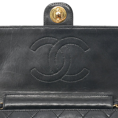 シャネル マトラッセ プッシュロック 22cm チェーンショルダー ラムスキン 黒 ゴールド金具 中古