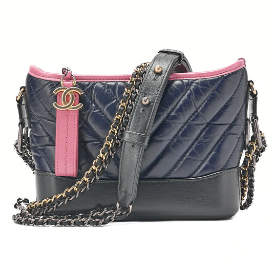 CHANEL Chain Shoulder Bag Matelasse  Gabrieldo Vintage Calf Black x Navy x Pink Silver x Gold -Tone Hardware, Pre-Owned
