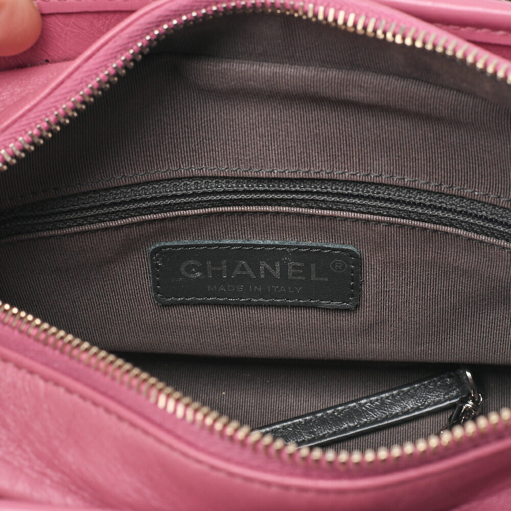 CHANEL チェーンショルダーバッグ マトラッセ ガブリエルド ヴィンテージカーフ ブラック x ネイビー x ピンク シルバー金具 x ゴールド金具, 中古品