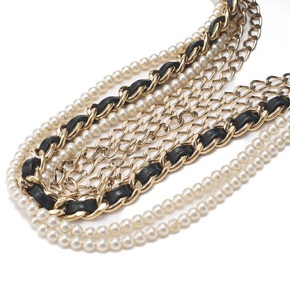 CHANEL Lambskin Matelasse 25cm Westminster Pearl Chain Hand Black Gold-Tone Hardware, Pre-Owned