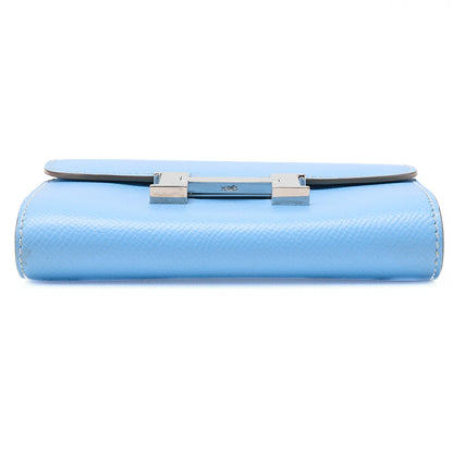 HERMES Constance Compact Bi-Fold Wallet Epson Blue Paradise Silver-Tone Hardware, Pre-Owned