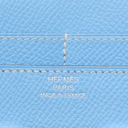 HERMES Constance Compact Bi-Fold Wallet Epson Blue Paradise Silver-Tone Hardware, Pre-Owned