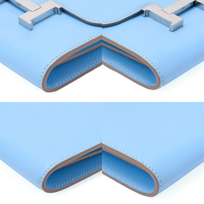 HERMES Constance Compact Bi-Fold Wallet Epson Blue Paradise Silver-Tone Hardware, Pre-Owned