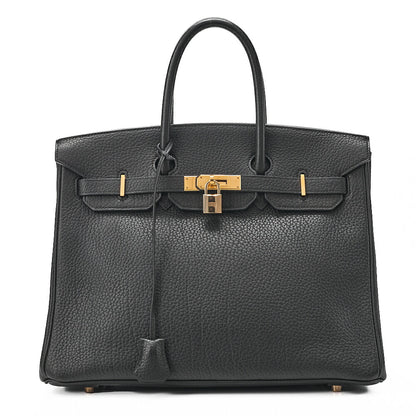 HERMES Birkin 35 Togo Handbag Black Gold-Tone Hardware, Pre-Owned