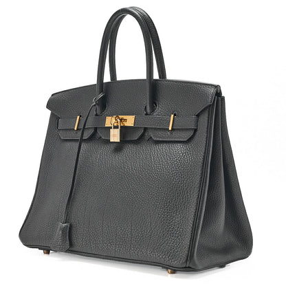 HERMES Birkin 35 Togo Handbag Black Gold-Tone Hardware, Pre-Owned