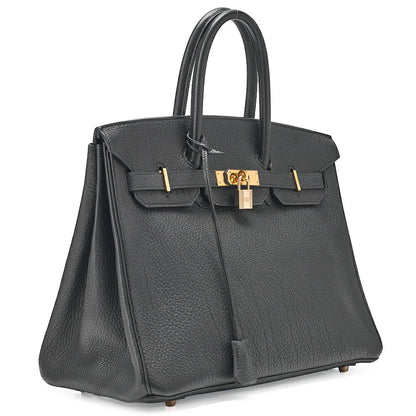 HERMES Birkin 35 Togo Handbag Black Gold-Tone Hardware, Pre-Owned