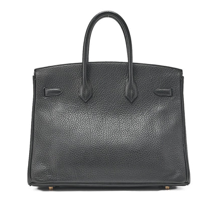 HERMES Birkin 35 Togo Handbag Black Gold-Tone Hardware, Pre-Owned