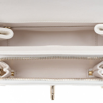 CHANEL Matelasse Business Affinity 2-Way Shoulder Bag Caviar Skin White Gold-Tone Hardware, Pre-Owned