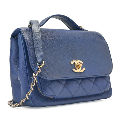 シャネル CHANEL アフィニティ ターンロック 2WAY チェーンショルダーバッグ キャビアスキン ネイビー ゴールド金具 中古品