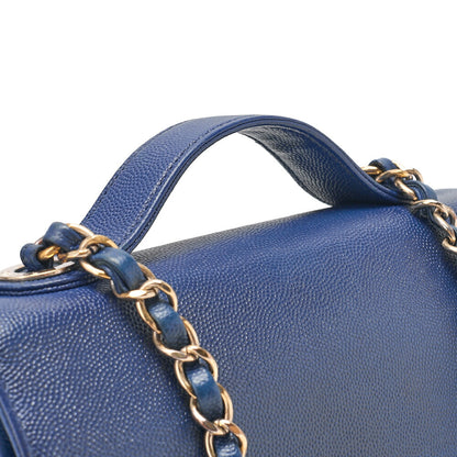 シャネル CHANEL アフィニティ ターンロック 2WAY チェーンショルダーバッグ キャビアスキン ネイビー ゴールド金具 中古品