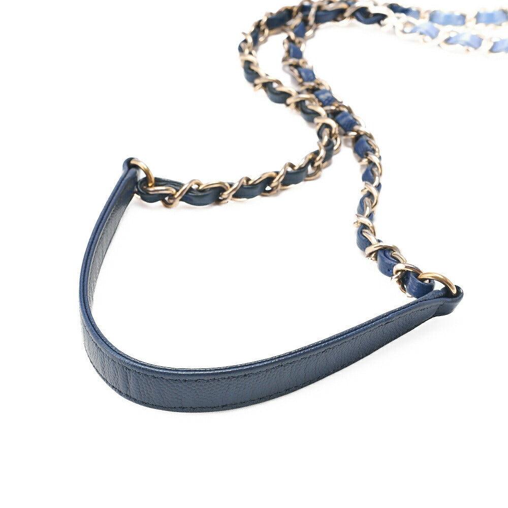 シャネル CHANEL アフィニティ ターンロック 2WAY チェーンショルダーバッグ キャビアスキン ネイビー ゴールド金具 中古品