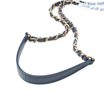 シャネル CHANEL アフィニティ ターンロック 2WAY チェーンショルダーバッグ キャビアスキン ネイビー ゴールド金具 中古品