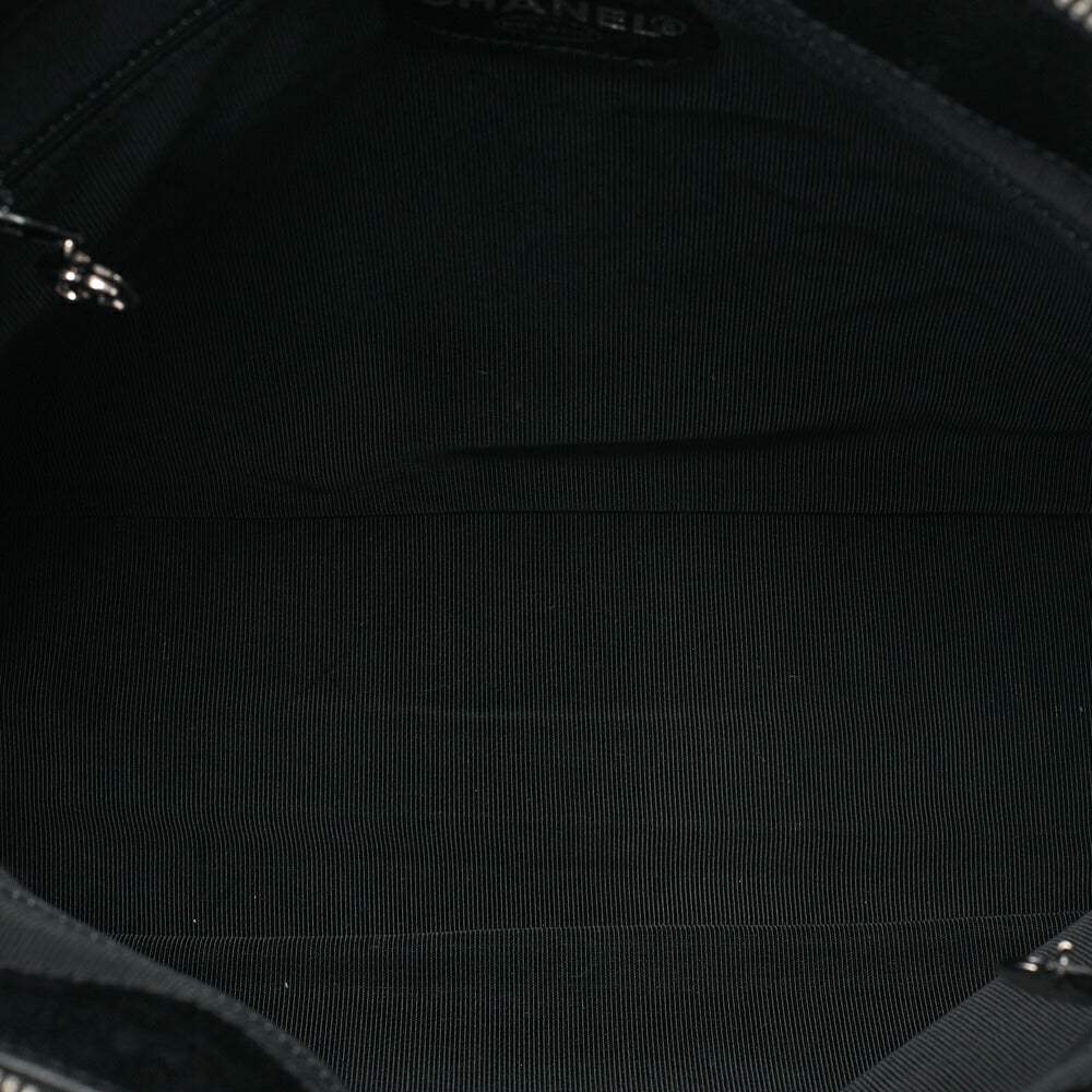 CHANEL Logo Mark Plate Charm W Chain Shoulder Bag Caviar Skin Black Silver-Tone Hardware, Pre-Owned