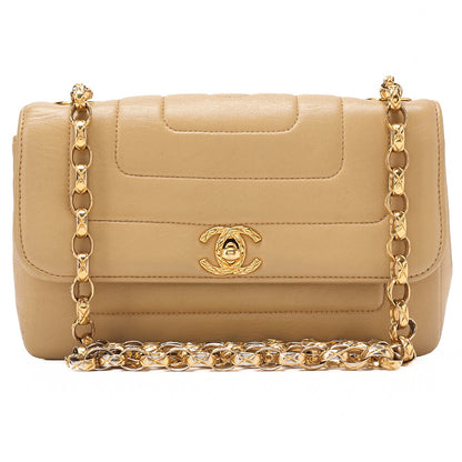 CHANEL Mademoiselle Single Bijoux Chain Shoulder Lambskin Beige Gold-Tone Hardware, Pre-Owned